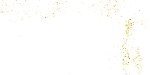 Abstract doted and confetti golden glitter and zigzag ribbon particles splatter on transparent background. Luxury golden glitter confetti that floats down falling bokeh celebration background.

