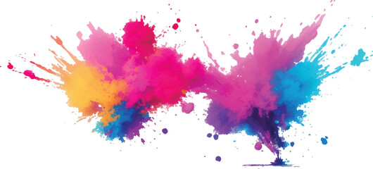 A Modern and Colorful Aquarelle Art Piece Featuring Explosive Watercolor Streaks, Splashes, and Brush Marks on a White Canvas, Creating a Dynamic and Playful Splash Effect.
