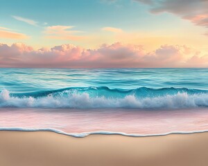 Fototapeta premium Serene beach with gentle waves and colorful sky