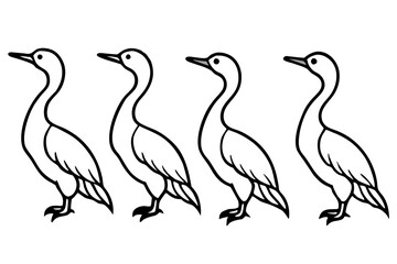 Cormorant Bundle Elegant Line Art Vector