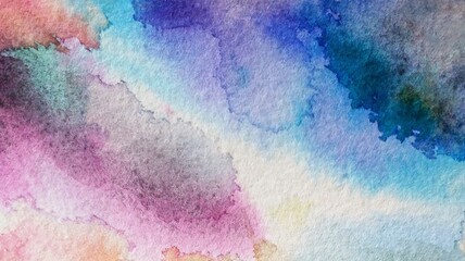 Bright multicolor watercolor background with abstract spots and stains, hand drawn illustration for banner, wallpaper prints, packaging materials, and wrapping paper, pink blue black mix