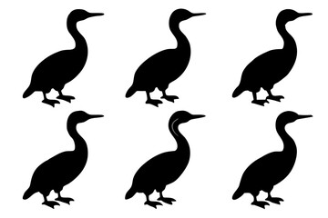 Fototapeta premium Cormorant Bundle Elegant Line Art Vector