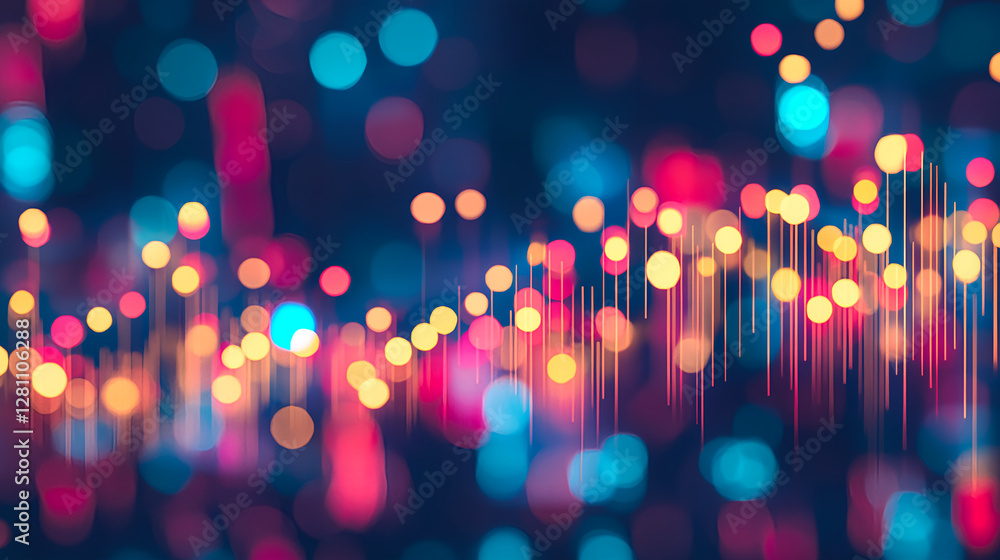 Poster vibrant light patterns abstract digital art visual display colorful background artistic perspective 