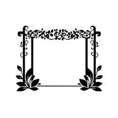 Elegant black framed ornate design of a border with floral accents and a focus on clean lines.