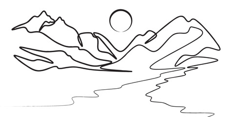 Mountain line art