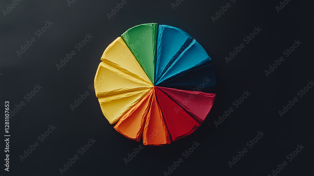Poster colorful paper pie chart arrangement studio setting graphic design minimalist environment top view c