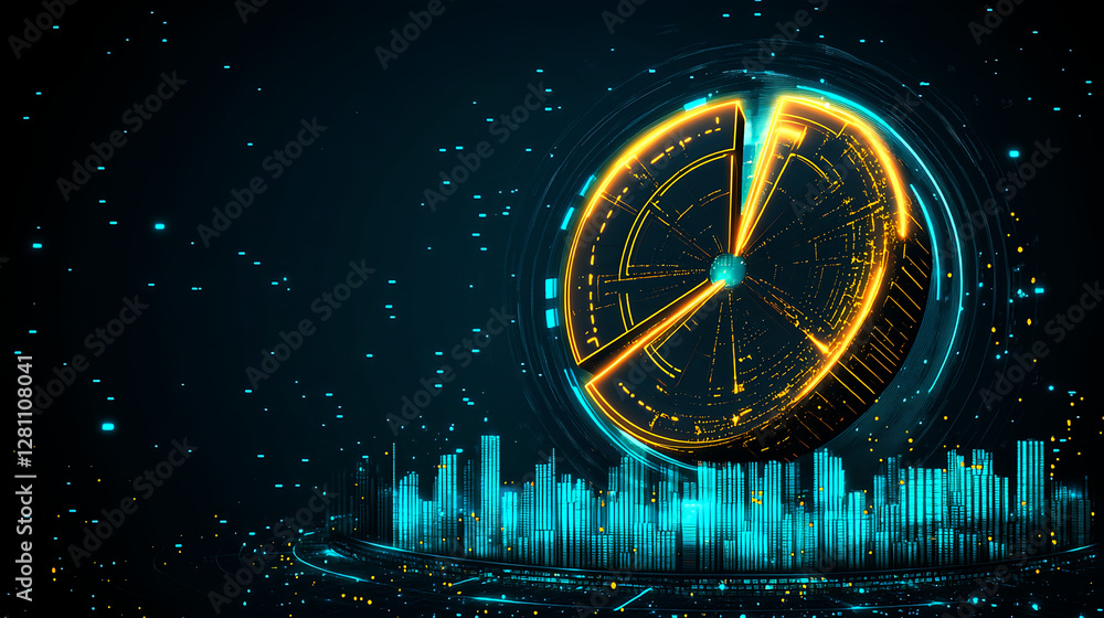 Poster dynamic audio visualization concept digital realm graphic design futuristic environment high-tech vi