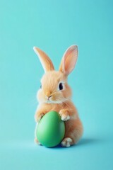 Obraz premium A cute bunny holding an egg.