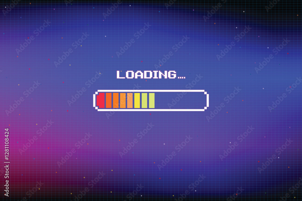 Poster loading. pixel art. 8 bit game. retro game. for game assets in vector illustrations.