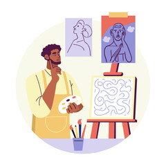 Conceptual artist illustration in flat style 