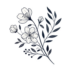  nice and attractive  botanical graphic sketch drawing, trendy tiny tattoo design, floral elements vector illustration 