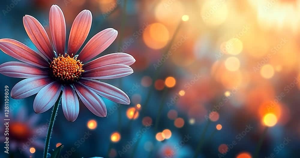 Aufkleber red flower in a field with bokeh effect floral background