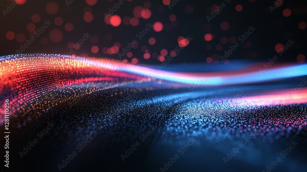Poster a futuristic, high-tech abstract design featuring glowing diagonal lines slicing through a dark spac