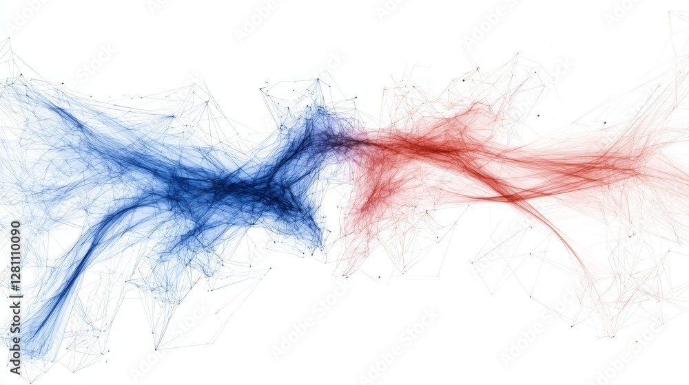 Poster a high-tech abstraction featuring intersecting neon lines on a dark backdrop, offering ample space f
