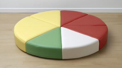 Fototapeta premium Playful round cushions for kids contemporary home furniture bright colors indoor creative design