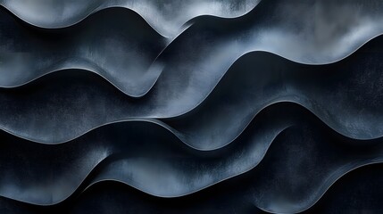 Obraz premium Dark blue abstract background with a wavy pattern. The image features smooth curves and unique textures. Abstract Dark Blue Wave Pattern: A Study in Undulating Forms and Textures