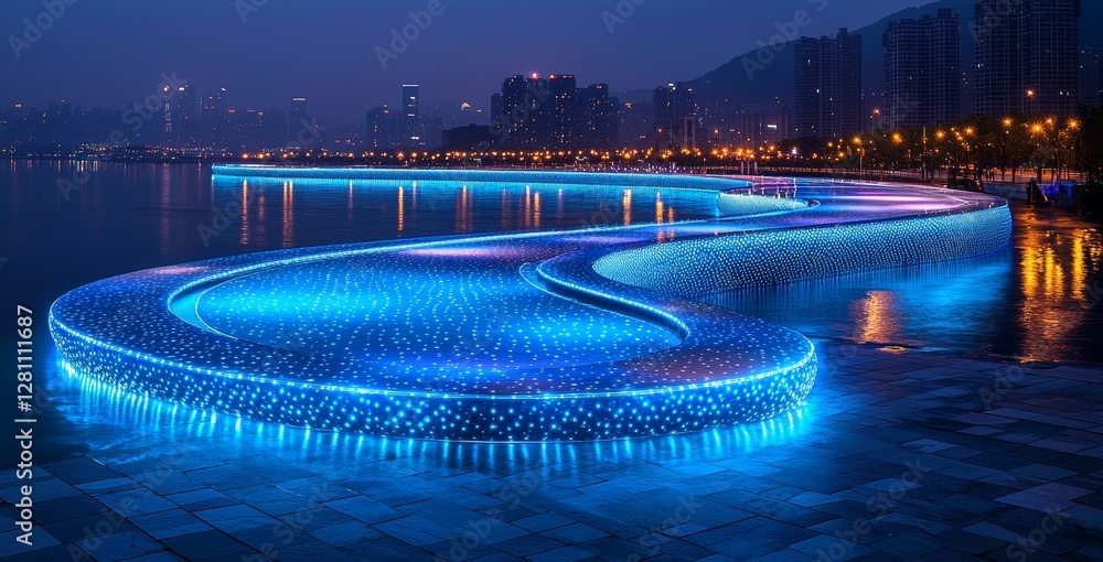 Poster over a cityscape, a digital double helix merges with dna and digital data links, illustrating the pa