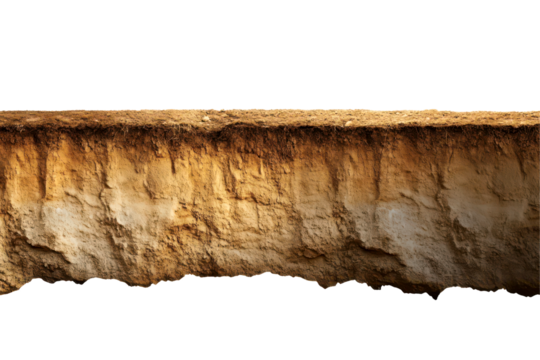 Detailed Layered Soil Profile with Rich Brown and Yellow Tones