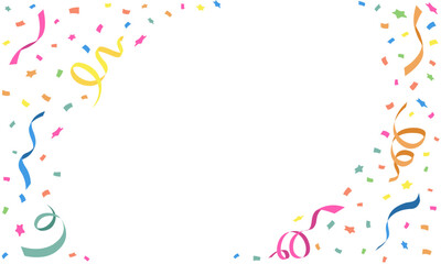 Colorful many stars and square small paper spin falling isolated on white background. Confetti for birthday, party, festival fair, celebration, and congratulation. Vector illustration flat design.