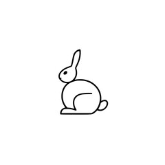 Minimalist outline of a rabbit in black, simple art.