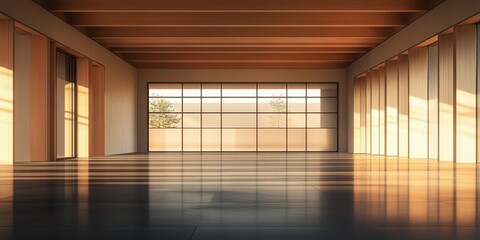 Obraz premium A bright room featuring numerous windows and a stylish tiled floor, creating an open and airy atmosphere ideal for various activities.