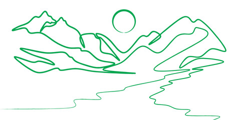 Mountain line art