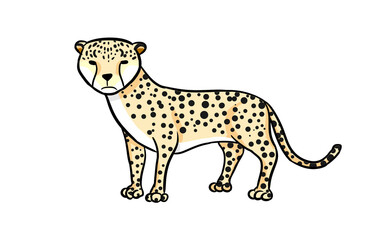 Hand drawn picture of cheetah cartoon isolated