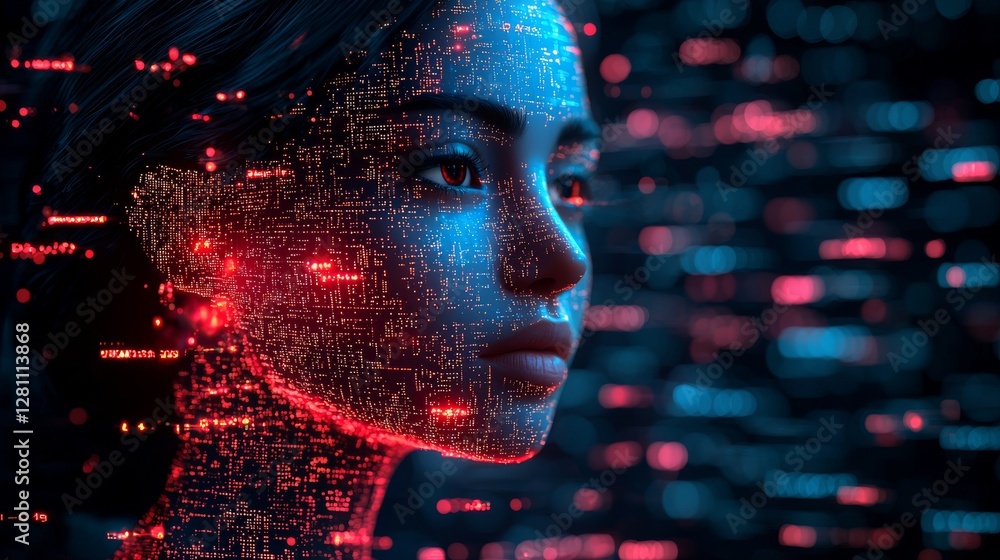 Poster holographic circuits pulse with ai creativity in a cutting-edge high-tech media design