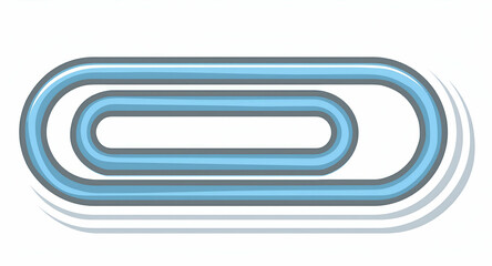 A Playful Light Blue Paperclip Design, A Symbol Of Connection And Organization, With A Soft, Rounded Style And A White Border