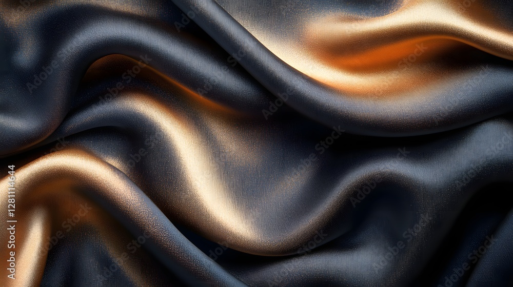 Poster close-up of luxurious draped fabric in bronze and gray tones. smooth texture and elegant folds. eleg