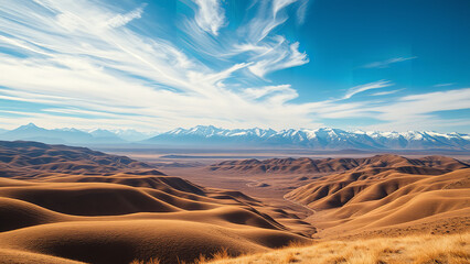 Naklejka premium Dreamscape of Earth and Sky: Deserts and Mountains