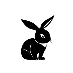 Black Silhouette of a Rabbit: Minimalist illustration of a sitting rabbit.