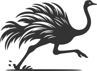 Ostrich running at full speed animal silhouette vector
