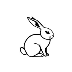 Simple, minimalistic illustration of a rabbit in a classic, symmetrical pose with a white background.