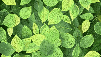 Vector illustration - fresh green leaves background, nature foliage, eco friendly design, spring greenery, abstract plant backdrop, botanical pattern, natural texture, organic wallpaper, lush foliage