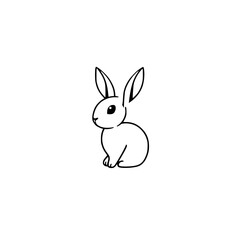 Minimalist Line Art of a Rabbit with long ears, perfect for illustration or logo.