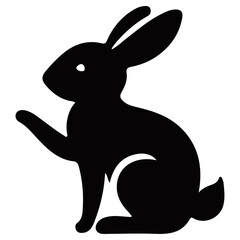 A black silhouette of a rabbit. Simple and elegant design makes it ideal for logos, icons, and artistic projects.