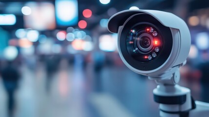 Obraz premium A close-up view of a camera with a softly blurred background, highlighting the intricate details and textures of the camera body and lens.