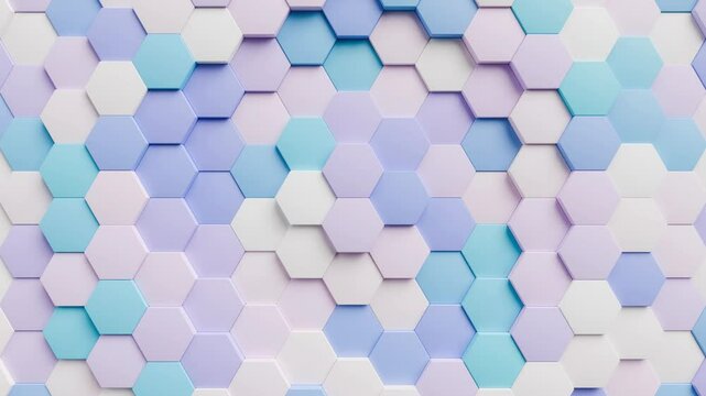 abstract pastel color 3d hexagon background, 4k seamless loop