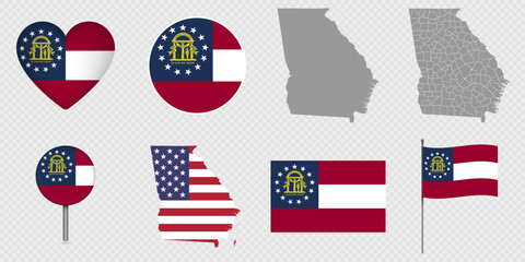 Georgia State Flags and Maps Icon Pack.