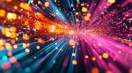 Abstract Light Streaks and Sparkling Particles Burst