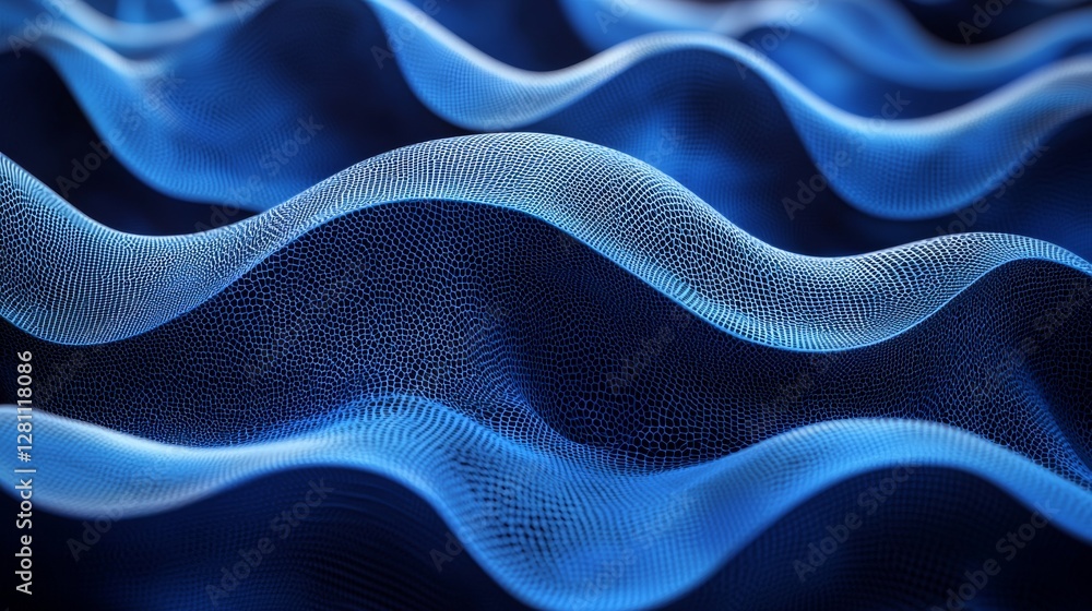 Poster a futuristic particle surface wave featuring a wavy grid of cyber dots in a high-tech network 3d ill