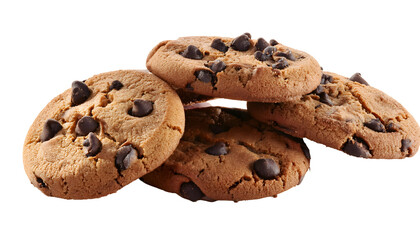 Chocolate chip cookies isolated on white background