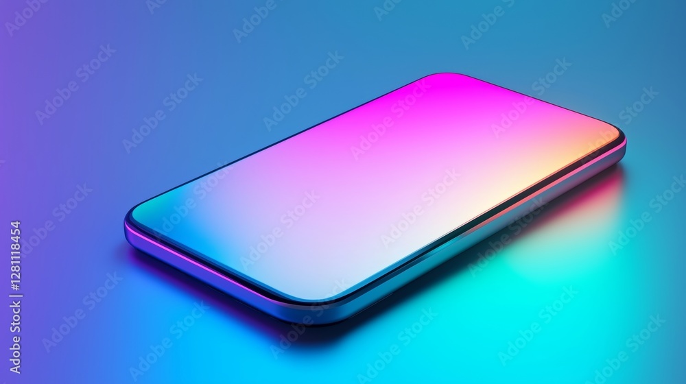 Poster the background features a neon smartphone set against an abstract backdrop with neon and retrofuturi