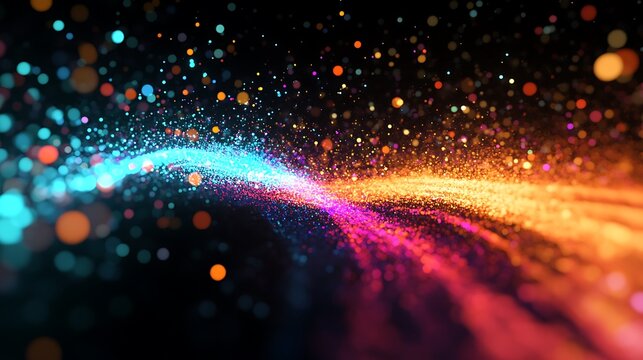 Abstract Colorful Particle Streams Flowing Dynamically - Powered by Adobe