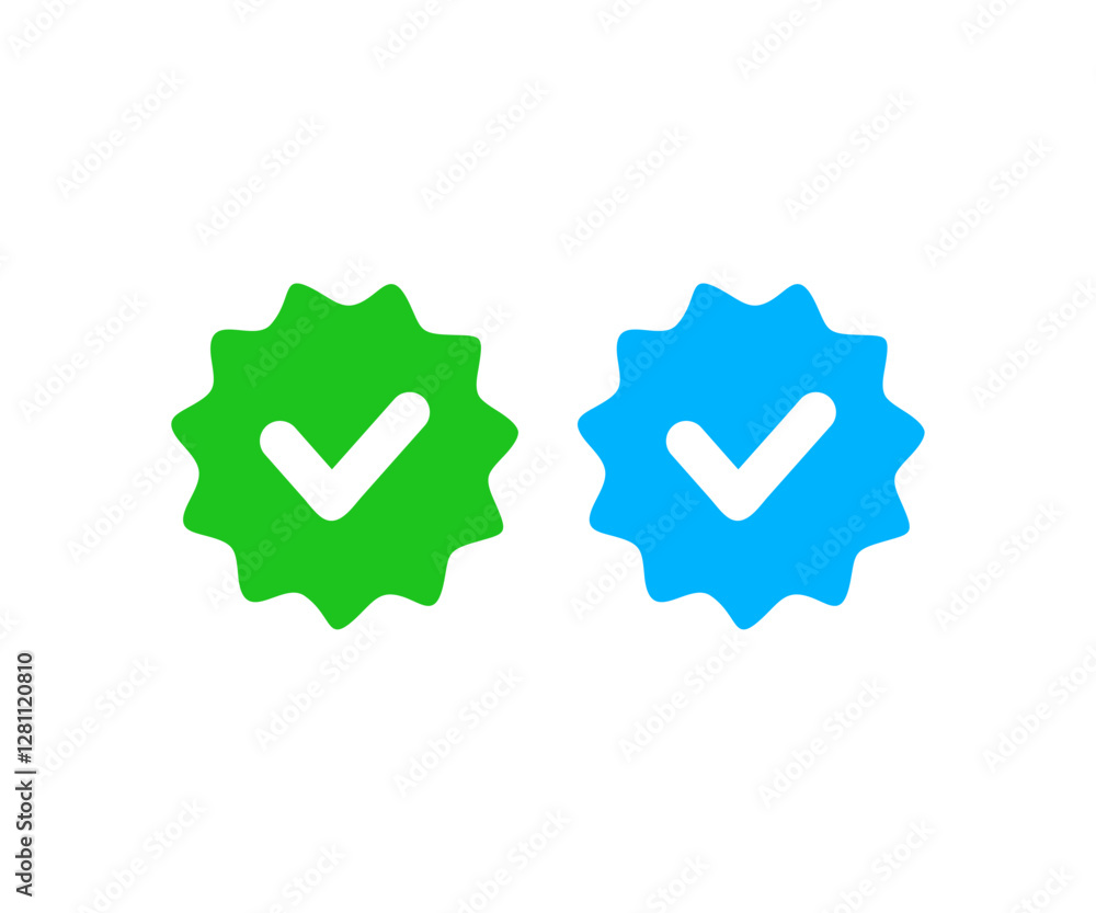 Poster verified badge icon tick symbol approved check mark icon. verified and authentic tick mark icon appr