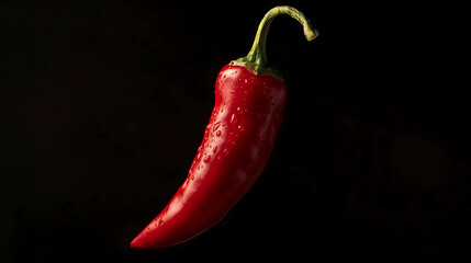 high resolution closeup view of red pepper food on pure black background , mockups, desktop wallpapers , food photography 