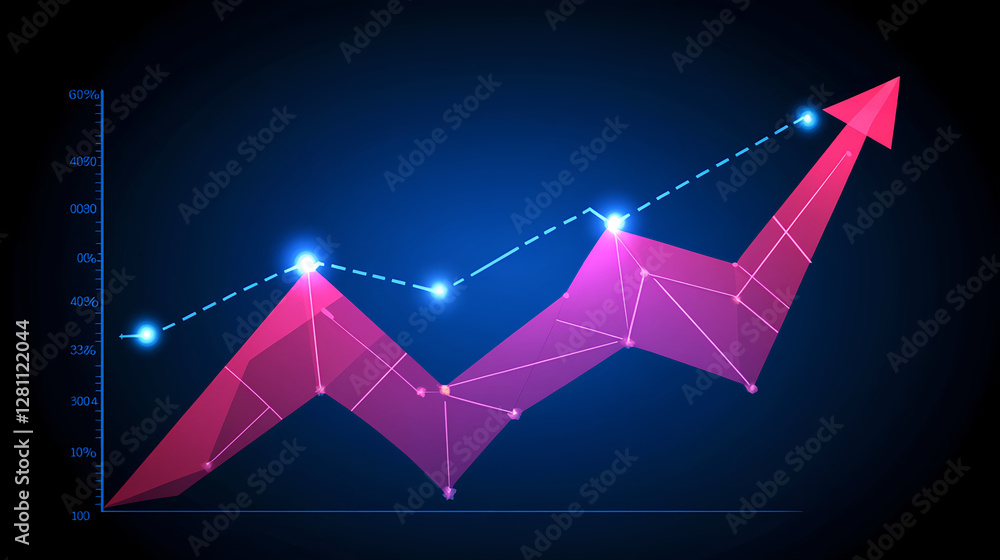 Poster analyzing growth trends in business graphs digital space infographic visualization dark theme data i