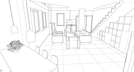 Fototapeta premium residential building interior 3d illustration