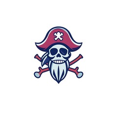 Bold Pirate Logo on White Background for Branding and Merchandise